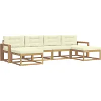 vidaXL Set di divani da esterno, 6 pezzi, bianco e crema