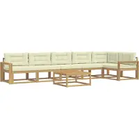 vidaXL Set da salotto da esterno , 7 pezzi, bianco e crema, in poliestere