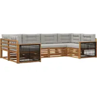 vidaXL Set da salotto da esterno, 6 pezzi, colore naturale e grigio chiaro
