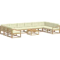 vidaXL Set da salotto da esterno , 11 pezzi, bianco e crema