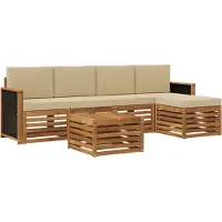 vidaXL Set da salotto da esterno , 6 pezzi, colore naturale e beige