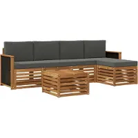 vidaXL Set da salotto da esterno , 6 pezzi, colore naturale e antracite