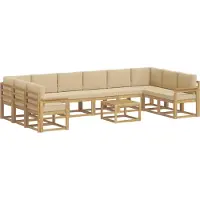vidaXL Set da salotto da esterno, 11 pezzi, bianco e beige