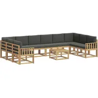 vidaXL Set da salotto da esterno, 11 pezzi, bianco e antracite