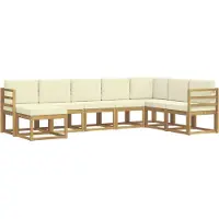 vidaXL Set da salotto da esterno, 8 pezzi, bianco e crema