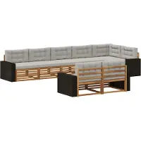 vidaXL Set da salotto da esterno, 8 pezzi, colore naturale e grigio chiaro