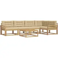 vidaXL Set da salotto da esterno , 6 pezzi, bianco e beige, in poliestere