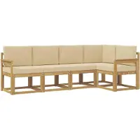 vidaXL Set di divani da esterno, 5 pezzi, bianco e beige