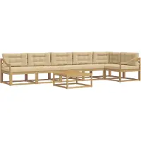 vidaXL Set da salotto da esterno , 7 pezzi, bianco e beige, in poliestere