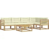 vidaXL Set da salotto da esterno , 6 pezzi, bianco e crema, in poliestere