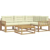 vidaXL Set da salotto da esterno , 5 pezzi, bianco e crema, in poliestere