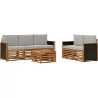 vidaXL Set da salotto da esterno, 6 pezzi, colore naturale e grigio chiaro
