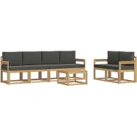 vidaXL Set da salotto da esterno, 7 pezzi, bianco e antracite