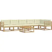 vidaXL Set da salotto da esterno , 7 pezzi, bianco e crema, in poliestere