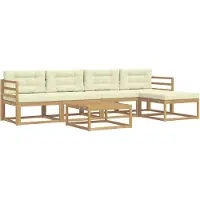 vidaXL Set da salotto da esterno , 6 pezzi, bianco e crema, in poliestere