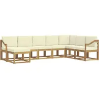 vidaXL Set da salotto da esterno, 8 pezzi, bianco e crema
