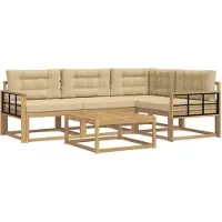 vidaXL Set da salotto da esterno , 5 pezzi, bianco e beige, in poliestere