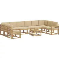 vidaXL Set da salotto da esterno, 11 pezzi, bianco e beige