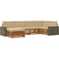 vidaXL Set da salotto da esterno , 6 pezzi, colore naturale e beige