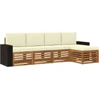 vidaXL Set da salotto da esterno , 5 pezzi, colore naturale e crema