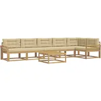 vidaXL Set da salotto da esterno , 7 pezzi, bianco e beige, in poliestere
