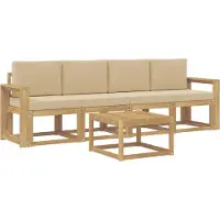vidaXL Set di divani da esterno, 5 pezzi, bianco e beige