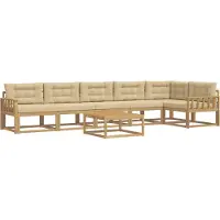 vidaXL Set da salotto da esterno , 7 pezzi, bianco e beige, in poliestere