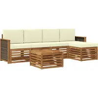 vidaXL Set da salotto da esterno , 6 pezzi, colore naturale e crema