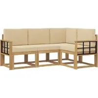 vidaXL Set di divani da esterno, 4 pezzi, bianco e beige