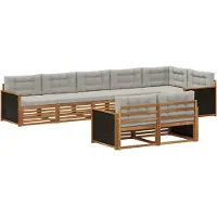 vidaXL Set da salotto da esterno, 8 pezzi, colore naturale e grigio chiaro