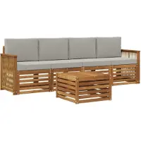 vidaXL Set da salotto da esterno, 5 pezzi, colore naturale e grigio chiaro