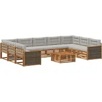 vidaXL Set da salotto da esterno, 10 pezzi, colore naturale e grigio chiaro