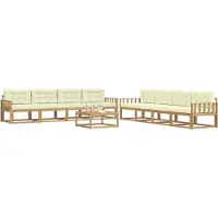 vidaXL Set da salotto da esterno , 9 pezzi, bianco e crema, in poliestere