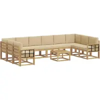 vidaXL Set da salotto da esterno, 11 pezzi, bianco e beige