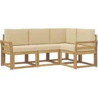 vidaXL Set di divani da esterno, 4 pezzi, bianco e beige