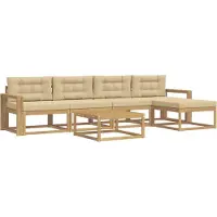 vidaXL Set da salotto da esterno , 6 pezzi, bianco e beige, in poliestere
