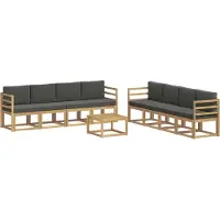 vidaXL Set da salotto da esterno, 9 pezzi, bianco e antracite