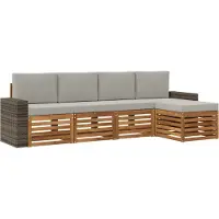 vidaXL Set da salotto da esterno, 5 pezzi, colore naturale e grigio chiaro