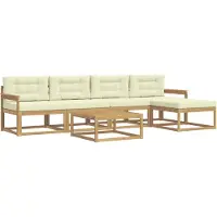 vidaXL Set da salotto da esterno , 6 pezzi, bianco e crema, in poliestere