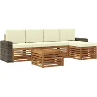 vidaXL Set da salotto da esterno , 6 pezzi, colore naturale e crema