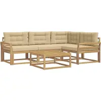 vidaXL Set da salotto da esterno , 5 pezzi, bianco e beige, in poliestere