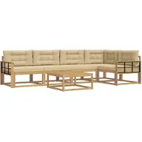 vidaXL Set da salotto da esterno , 6 pezzi, bianco e beige, in poliestere