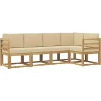 vidaXL Set di divani da esterno, 5 pezzi, bianco e beige