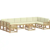 vidaXL Set da salotto da esterno , 11 pezzi, bianco e crema