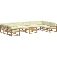 vidaXL Set da salotto da esterno , 11 pezzi, bianco e crema