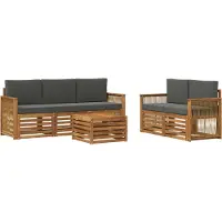 vidaXL Set da salotto da esterno , 6 pezzi, colore naturale e antracite