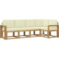vidaXL Set da salotto da esterno , 5 pezzi, bianco e crema