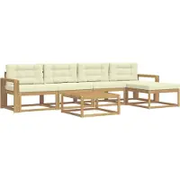 vidaXL Set da salotto da esterno , 6 pezzi, bianco e crema, in poliestere