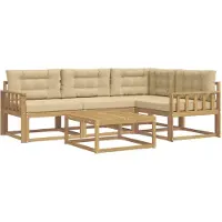 vidaXL Set da salotto da esterno , 5 pezzi, bianco e beige, in poliestere