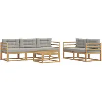 vidaXL Set di divani da esterno, 6 pezzi, bianco e grigio chiaro
